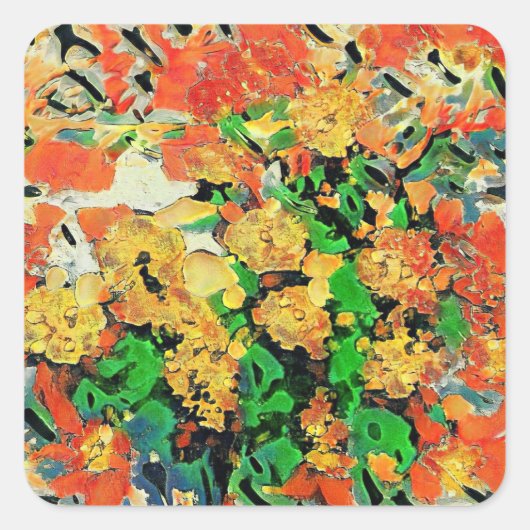 Retro-Ölgemälde: Van Gogh Monet Quadratischer Aufkleber (Vorderseite)