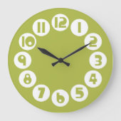 Retro Olive Green Clock Große Wanduhr (Vorderseite)