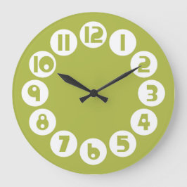 Retro Olive Green Clock Große Wanduhr