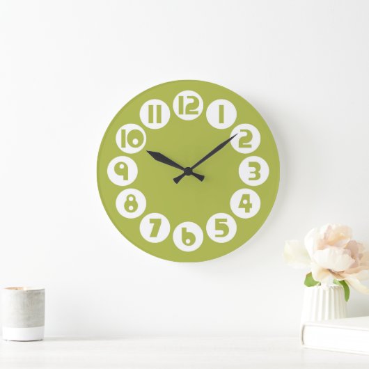 Retro Olive Green Clock Große Wanduhr (Zuhause)