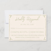 Retro Olive Green Hand Written Drawn Wedding RSVP Karte (Vorderseite)