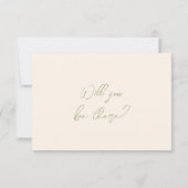 Retro Olive Green Hand Written Drawn Wedding RSVP Karte (Rückseite)
