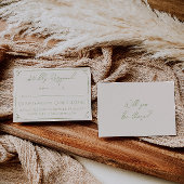 Retro Olive Green Hand Written Drawn Wedding RSVP Karte