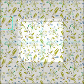 Retro Olive Green Lilie Blume Muster Stoff (Kachel)