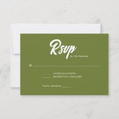 Retro Olive green Minimalist Checkered Wedding RSVP Karte (Vorderseite)