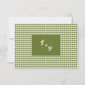 Retro Olive green Minimalist Checkered Wedding RSVP Karte (Rückseite)