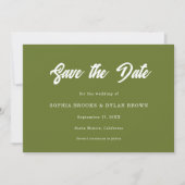 Retro Olive green Minimalist Checkered Wedding Save The Date (Vorderseite)