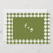 Retro Olive green  Minimalist Checkered Wedding Save The Date (Rückseite)