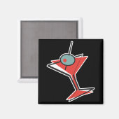 Retro-Oliven-Martini Magnet (Vorderseite/Rückseite)