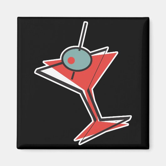 Retro-Oliven-Martini Magnet (Vorne)