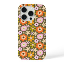 Retro Olivgrün Vollblüten abstrakt floral 