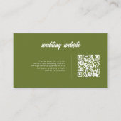 Retro Olivgrüner QR-Code Schachbrett-Hochzeit Begleitkarte (Vorderseite)