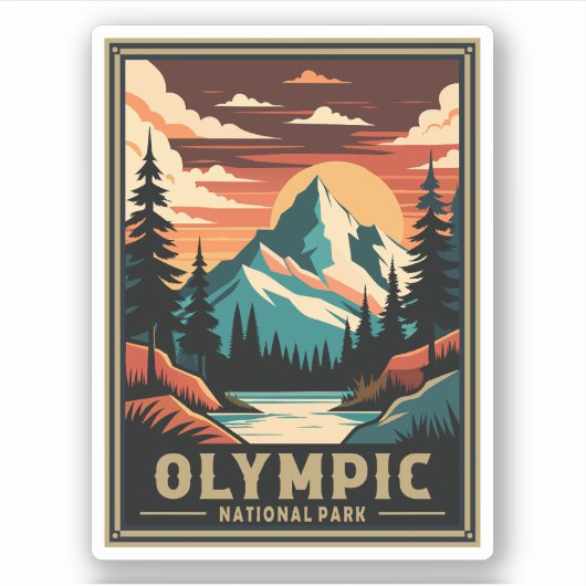 Retro Olympischer Nationalpark Aufkleber (Vorderseite)