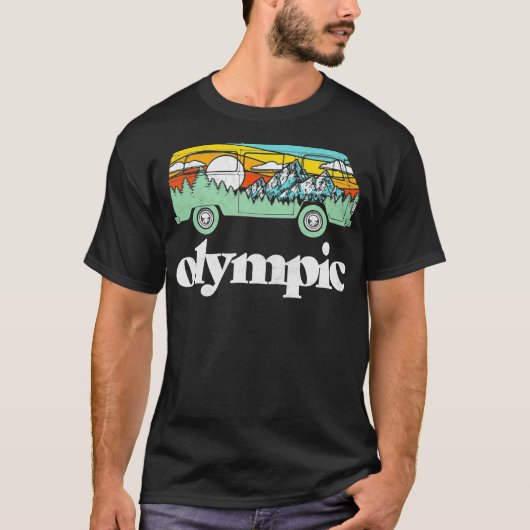 Retro Olympischer Nationalpark Hippie Van Nature I T-Shirt (Vorderseite)