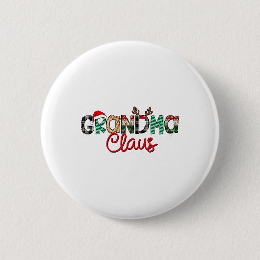 Retro Oma Claus Reindeer Christmas Matching Fa Button (Vorderseite)