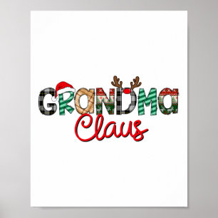 Retro Oma Claus Reindeer Christmas Matching Fa Poster