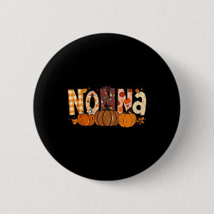 Retro Oma Kürbis Herbst Blätter Oma Herbst Dank Button