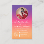 Retro Ombre Gradient qr Code Logo-Fotograf Visitenkarte (Vorderseite)
