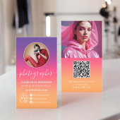 Retro Ombre Gradient qr Code Logo-Fotograf Visitenkarte