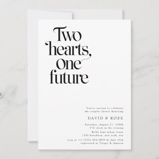 Retro One Future Minimalistisch Couples Dusche Fot Einladung (Vorderseite)