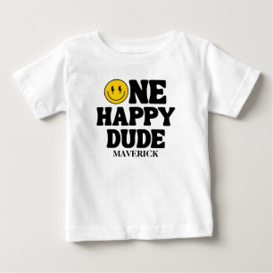 Retro One Glücklicher Typ Lächeln Gesicht Junge 1. Baby T-shirt