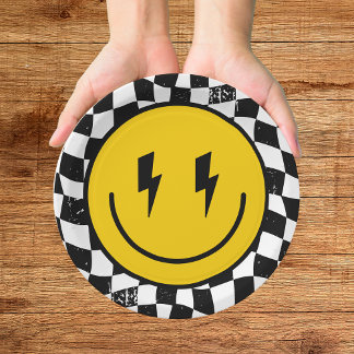 Retro One Glücklicher Typ Lächeln Gesicht Junge 1. Pappteller