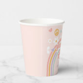 Retro One Groovy Girl Rainbow 1ST Geburtstag Pappbecher (Rechts)