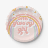 Retro One Groovy Girl Rainbow Pappteller (Vorderseite)