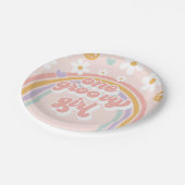 Retro One Groovy Girl Rainbow Pappteller (Schrägansicht)