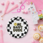 Retro One Happy Dude First Birthday Party Pappteller (Party)