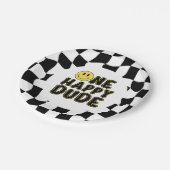 Retro One Happy Dude First Birthday Party Pappteller (Schrägansicht)