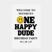 Retro One Happy Dude Smile Face Boy 1st Birthday Acrylschild (Vorderseite)