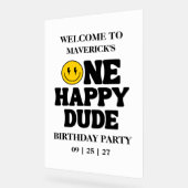 Retro One Happy Dude Smile Face Boy 1st Birthday Acrylschild (Winkel)