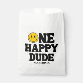 Retro One Happy Dude Smile Face Boy 1st Birthday Geschenktütchen (Vorderseite)