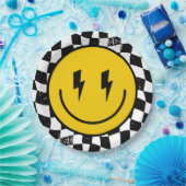 Retro One Happy Dude Smile Face Boy 1st Birthday Pappteller (Party)