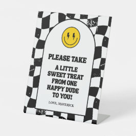 Retro One Happy Dude Smile Face Boy 1st Birthday Sockelschild