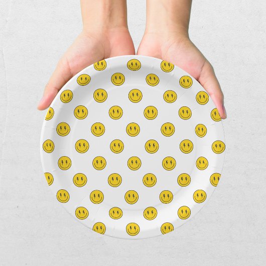 Retro One Happy Dude Smile-Gesicht Junge 1. Geburt Pappteller
