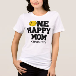 Retro One Happy Mom Smile Face Birthday Tri-Blend Shirt