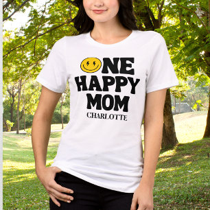 Retro One Happy Mom Smile Gesicht Geburtstag Tri-Blend Shirt