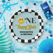 Retro One Happy Typ Birthday Paper Plate Pappteller (Party)