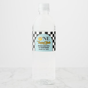 Retro One Happy Typ Birthday Water Flasche Etikett