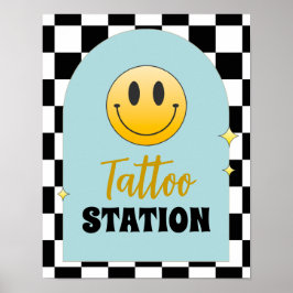 Retro One Happy Typ Geburtstag Tattoo Station Zeic Poster