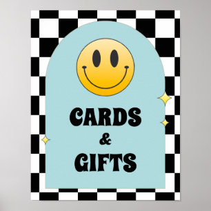 Retro One Happy Typ Geburtstagskarten & Geschenke  Poster