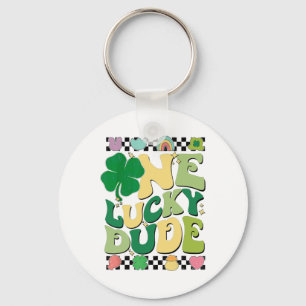 Retro One Lucky Dude St. Patricks Day Shamrock Glü Schlüsselanhänger