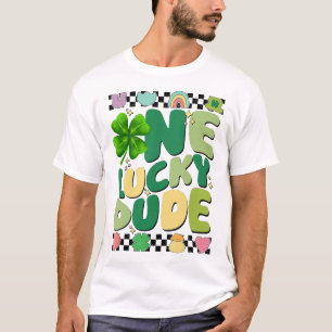 Retro One Lucky Dude St. Patricks Day Shamrock Glü T-Shirt