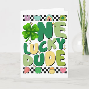 Retro One Lucky Dude St Patricks Day Shamrock Glüc Karte
