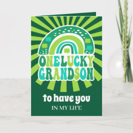 Retro One Lucky Grandson St. Patrick's Day Card Karte