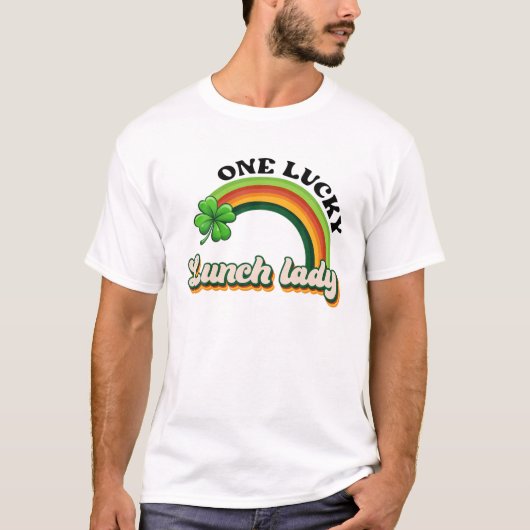 Retro One Lucky Lunch Lady St Patrick's Day Shamro T-Shirt (Vorderseite)