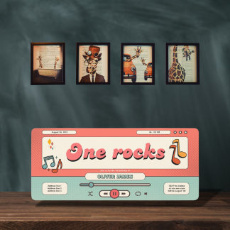 Retro one rocks, music player 1. Geburtstag Einladung