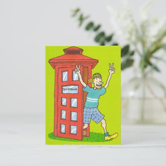 Retro One.Tel Telefone Box Postkarte (Stehend Vorderseite)